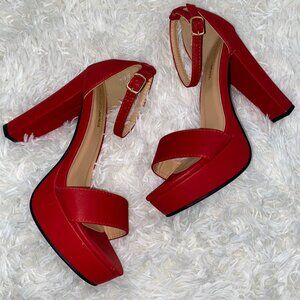 Feeling Pretty Healed Sandals - Red, Size 6